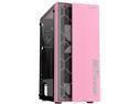 DIYPC DIY-S08-PINK Pink USB3.0 Steel / Tempered Glass ATX Mid Tower Computer Case, 1 x 120mm Fan x Rear (Pre-Installed)