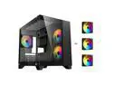 DIYPC ARGB-Q01-Bk Black USB3.0 Tempered Glass Micro ATX Gaming Computer Case w/ Dual Tempered Glass Panel and 3 x ARGB 120mm Fans (Pre-Installed)