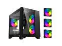 DIYPC ARGB-Q3.v2-BK Black USB3.0 Tempered Glass Micro ATX Gaming Computer Case w/ Dual Tempered Glass Panel and 3 x ARGB Fans (Pre-Installed)