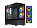 DIYPC ARGB-N5-BK Black USB3.0 / Type C ATX Mid Tower Gaming Computer Case w/2 x Tempered Glass Side Panel and 3 x ARGB PWM Fans Pre-Installed, Support BTF Back Plug MB
