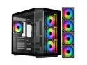 DIYPC ARGB-N3-BK Black USB3.0/ Type C Tempered Glass E-ATX /ATX Gaming Computer Case w/ 3 x Tempered Glass Panel and 4 x ARGB PWM Fans (Pre-Installed). Support  BTF Back Plug MB