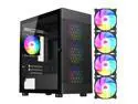 DIYPC ARGB-G5-BK Black USB3.0 Tempered Glass Micro ATX Gaming Computer Case w/ 4 x ARGB Fans (Pre-Installed), Support 360mm AIO