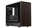 DIYPC DIY-mATX06-Wood Black USB3.0 /Type C Micro ATX Mid Tower Gaming Computer Case w/ Tempered Glass Side Panel and Walnut Wood Front Panel / 4 x PWM Fans Pre-Installed