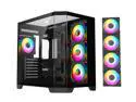 DIYPC ARGB-N8-BK Black Dual USB3.0/ 1 xType C Tempered Glass ATX Gaming Computer Case w/ 4 x Tempered Glass Panel and 4 x ARGB PWM Fans (Pre-Installed)