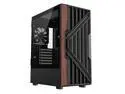 DIYPC DIY-G18-WD Black USB3.0 /Type C ATX Mid Tower Gaming Computer Case w/ Tempered Glass Side Panel and Walnut Wood Front Panel. 4 x 120mm PWM Fan Pre-Installed