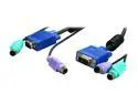 GWC 6 FT 3-in-1 PS2 KVM Cable, Male to Male VGA HD15 and two 6 Pin Mini DIN with Ferrite Core, 6 feet 86000