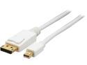 Coboc D-MINID-MM-10-WH 3ft 32AWG Displayport1.2 High Bit-Rate 2 Mini DisplayPort Male to DisplayPort Male Cable with latching,Gold Plated,White - MDP to DP,4K x 2K Ready - Eyefinity Support