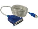 Rosewill RCW-602 6ft. /USB to DB25 Female Parallel Converter Adapter Cable (For Printer Only) /Transparent