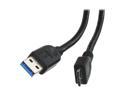 Rosewill RC-6-USB3-AM-MB-BK Black USB3.0 A Male to Micro B Male Cable, Black