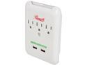 Rosewill RHSP-13002 - Wall Mounted Surge Protector - 3 Outlets - 2-Port 2.1 A USB Charger