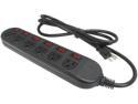 Rosewill RPS-210BL -  6-Outlet Power Strip -  Black, 125V Input Voltage, 1875 Watts Maximum Power, 6-Foot Cord