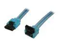 OKGEAR GC18AUBM12 1.5 ft. (18 in.) SATA 3.0 Cable with Metal Latch, Straight to Right Angle, UV Blue