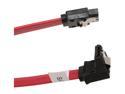 OKGEAR 18" SATA 6 Gbps Cable, Straight to Right Angle W/Metal Latch, Red, Backward Compatible with 3 Gbps and 1.5 Gbps