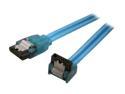 OKGEAR 24" SATA 6 Gbps Cable, Straight to Right Angle W/Metal Latch, UV Blue, Backward Compatible with 3 Gbps and 1.5 Gbps
