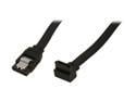 OKGEAR 18" SATA 6 Gbps Cable, Straight to Left Angle with Metal Latch, Black, Backward Compatible 3 Gbps and 1.5 Gbps