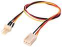 Link Depot POW-12-EXT 1 ft. Power Supply 3 Pin Fan Extension Cable Female to Male