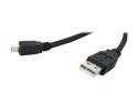 Link Depot MUSB-6-22AWG Black USB 2.0 Type A Male to Micro USB 5-pin Male Cable