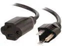 C2G 03137 18 AWG Outlet Saver Power Extension Cord - NEMA 5-15P to NEMA 5-15R, TAA Compliant, Black (1 Feet, 0.30 Meters)