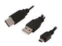 BYTECC USB2-HD201 Black USB 2.0 Y cable, A male x 2 to Mini B male x1, for 2.5" Enclosure or USB2.0 Hub