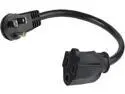 StarTech.com PAC101R1 1 ft Flat Extension Cord - NEMA 5-15R to NEMA Right-Angle 5-15P Power Cable - Low Profile Extension Cord - Right Angle Power Cord