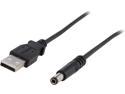 StarTech.com USB2TYPEN1M Black USB to Type N Barrel 5V DC Power Cable - USB A to 5.5mm DC