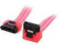 Coboc Model SC-SATA3-10-LL-RD-90 10" 90 Degree to 180 Degree SATA III 6Gb/s Data Cable w/Latch,UV Red