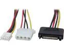 Coboc Model SC-PWC-MOL-12-SATA 12" SATA 15-pin Power Male to Molex 4-pin LP4 & Floppy Drive 4-pin SP4 Female Adapter Converter Y Cable