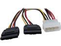 Coboc SC-PWC-MOL-6-SATA-SS-L 6" Molex 4-pin LP4 Male to 2 x SATA 15-Pin Female Power w/ Latch Y-Splitter Adapter Converter Cable