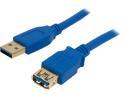 Coboc CY-U3-AAMF-15-BL Blue SuperSpeed 5 Gbps USB 3.0 A Male to A Female Extension Cable, Gold Plated