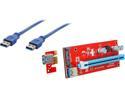 COBOC RISER-1X216X-SATA USB3.0 PCI-E PCI Express 1X to 16X Riser Cable Card Adapter w/ SATA 15pin Power Slot, 60CM USB 3.0 Cable Dedicated for BTC Bitcoin, LTC, ETH - Red