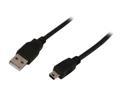 Nippon Labs MINIUSB-15 15 ft. USB 2.0 Type A Male to USB Type B Adapter Male Cable, Black
