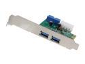 SYBA USB 3.0 External 2-port, 19-pin Header PCI-e Card,IDE Power Feed, Low Profile Bracket Bundled       Model SY-PEX20140