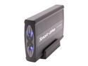 BYTECC ME-350U2F(V3)-BK Aluminum 3.5" Black IDE USB & 1394 External Enclosure with Red/Blue flashing LED light