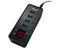 Rosewill RHB-344 USB 3.0 4-Port Hub and Fast Charging with Voltage & Current Display Screen For Each Port Detection - Retail