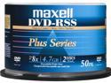 Maxell DVD-RSS Plus Series 4.7 GB 8X DVD-R Silver Printable 50 Packs Disc - Model DVDRSSPLUS