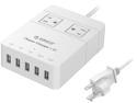 ORICO 2 Outlet Power Strip with 5 USB Charging Ports 5 ft. for iPhone / iPad / LG / Samsung / HTC and More SurgeArrest Home / Office - White (HPC-2A5U)