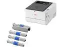 Oki Data C332dn LED Color Laser Printer + 4 Cartridge Rainbow Toner Bundle