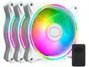 Cooler Master MasterFan MF120 Halo (White Edition, 3 in 1 with ARGB LED Controller) - Duo-Ring Addressable RGB Lighting 120mm PWM Fan with 24 Independently-Controlled LEDS