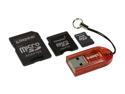 Kingston 2GB MicroSD Flash Card with 2 adapters (miniSD and full-size SD) and USB reader Model MBLY/2GBKR