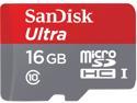 SanDisk 16GB Ultra microSDHC UHS-I/Class 10 Memory Card with Adapter, Speed Up to 80MB/s (SDSQUNC-016G-GN6MA)