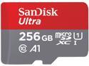 SanDisk 256GB Ultra microSDXC A1 UHS-I/U1 Class 10 Memory Card with Adapter, Speed Up to 100MB/s (SDSQUAR-256G-GN6MA)