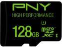 PNY 128GB High Performance microSDXC UHS-I/U1 Class 10 Memory Card without Adapter, Speed Up to 60MB/s (P-SDUX128U160G-GE)