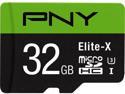 PNY 32GB Elite-X microSDHC UHS-I/U3 Class 10 Memory Card with Adapter, Speed Up to 90MB/s (P-SDU32U390EX-GE)