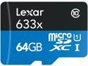 Lexar 64GB High-Performance 633x microSDXC UHS-I/U1 Class 10 Memory Card w/ SD Adapter (LSDMI64GBBNL633A)