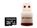 Transcend 4GB microSDHC Flash Card with P3 card reader Model TS4GUSDHC6-P3