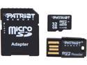 Patriot LX Series 32GB Class 10 Micro SDHC Flash Card Kit With SD & USB 2.0 Adapter Model PSF32GMCSHC10UK