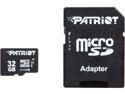 Patriot LX Pro 32GB microSDHC Flash Card Model PSF32GMCSHC10BK