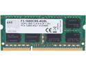 G.SKILL 4GB 204-Pin DDR3 SO-DIMM DDR3L 1600 (PC3L 12800) Laptop Memory Model F3-1600C9S-4GSL