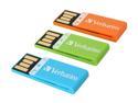 Verbatim Clip-it 12GB (4GB x 3) USB 2.0 Flash Drive (Orange, Blue, Green) Model 97563