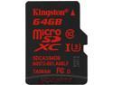 Kingston 64GB MicroSDXC UHS-I/U3 Class 10 Memory Card, Speed Up to 90 MB/s (SDCA3/64GBSP)